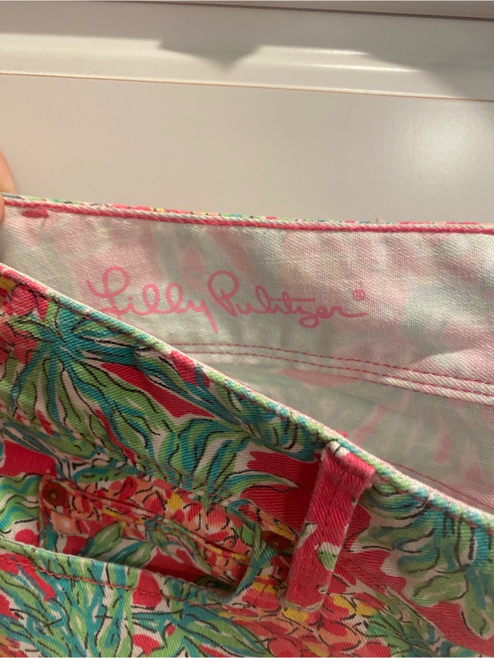 Lilly Pulitzer Floral Straight Leg Jeans in Pink, Green and Yellow - Picture 4 of 6